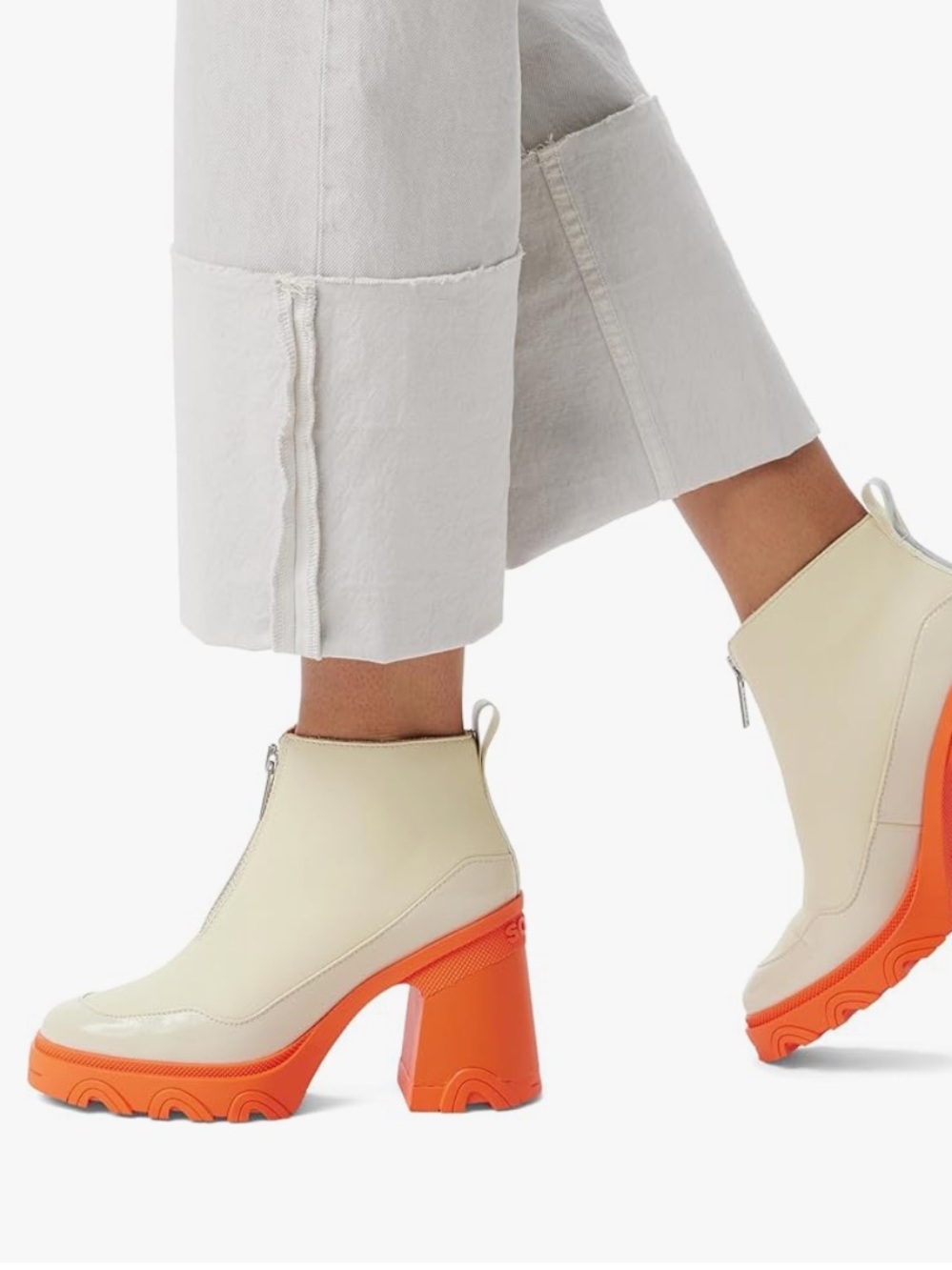 Sorel Brex Heel Water Proof Leather Utility   Zip Winter Boots Orange Tan 7.5 - Picture 2 of 13